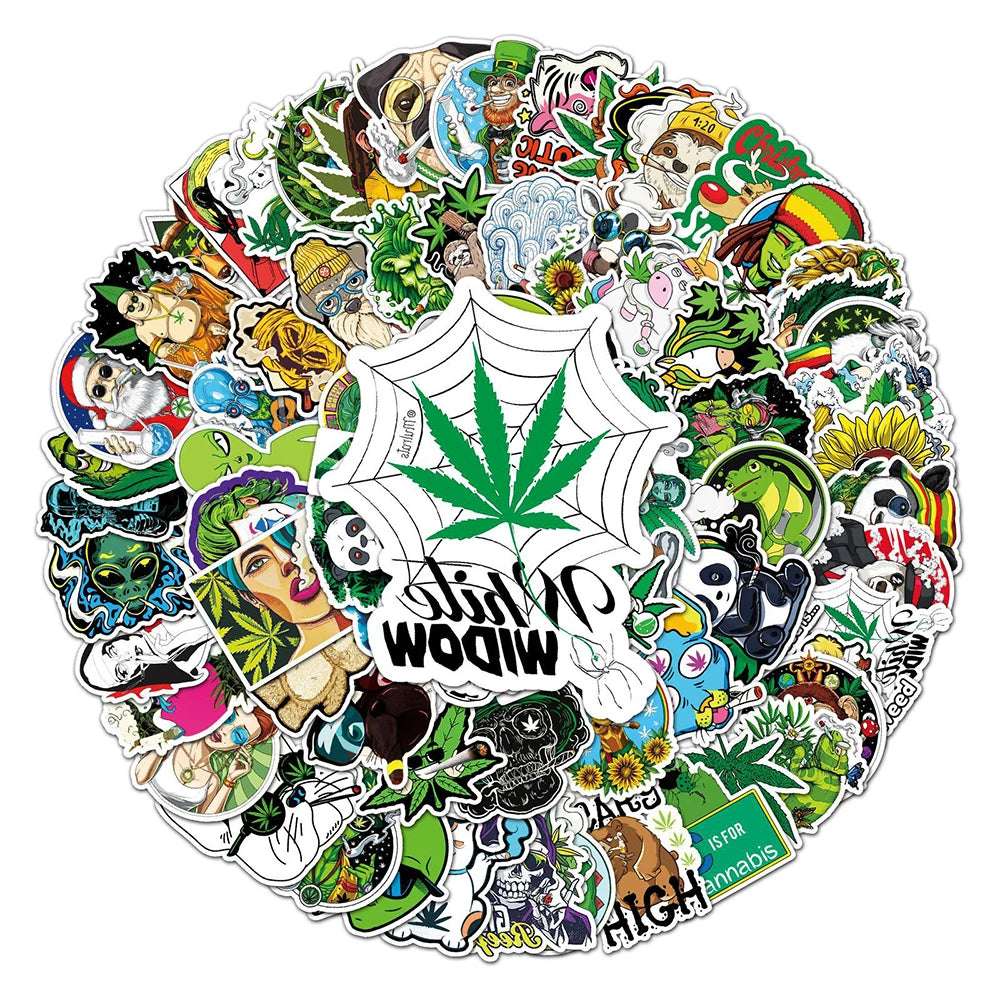 10/30/50/100pcs Leef Weed Smoking Graffiti Stickers Classic Cool Cartoon Decals Laptop Phone Guitar Bike Funny Character Sticker