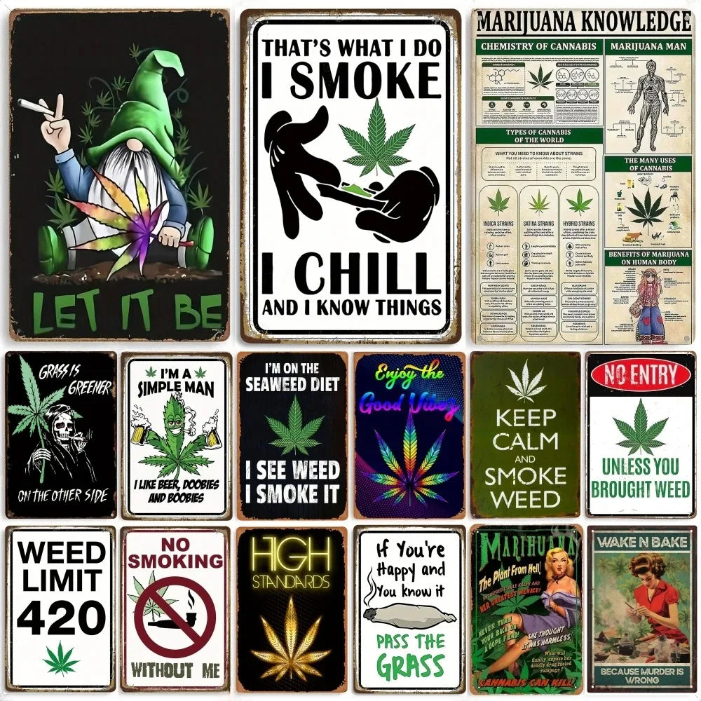 Vintage Weed Limit 420 Posters Metal Iron Tin Sign Plaque Plate for Garage Club Man Cave Bar Home Hotel Cafe Wall Decor Painting