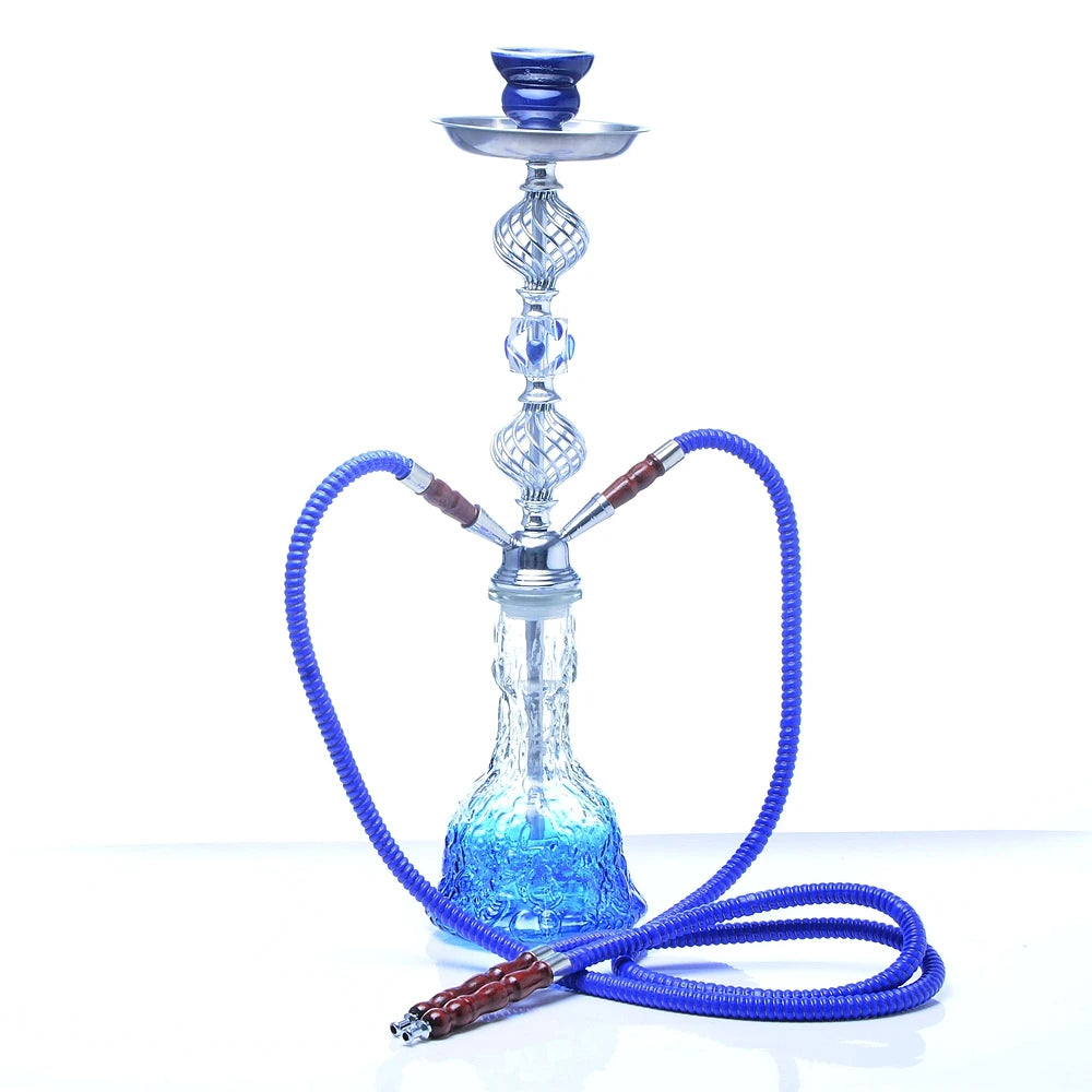 DEJAYA Hookah Shisha Pipe Narguile Chicha Pipa with Ceramic Bowl Charcoal Tongs Double Hose Crystal Crafts Glass Accessories