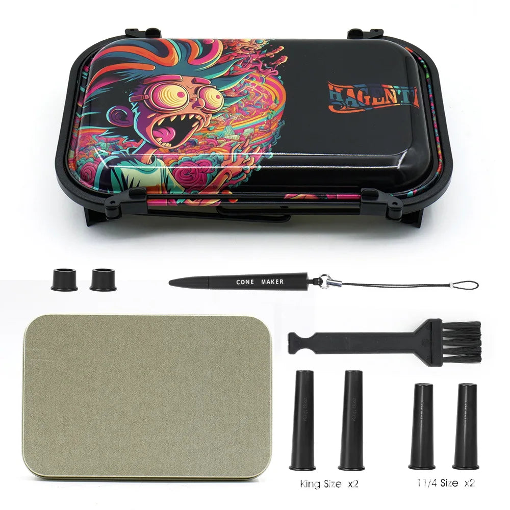 Hot Large Tinplate Cigarette Rolling Tray Set Portable Horn tube Filler Operator Table Smoking Set