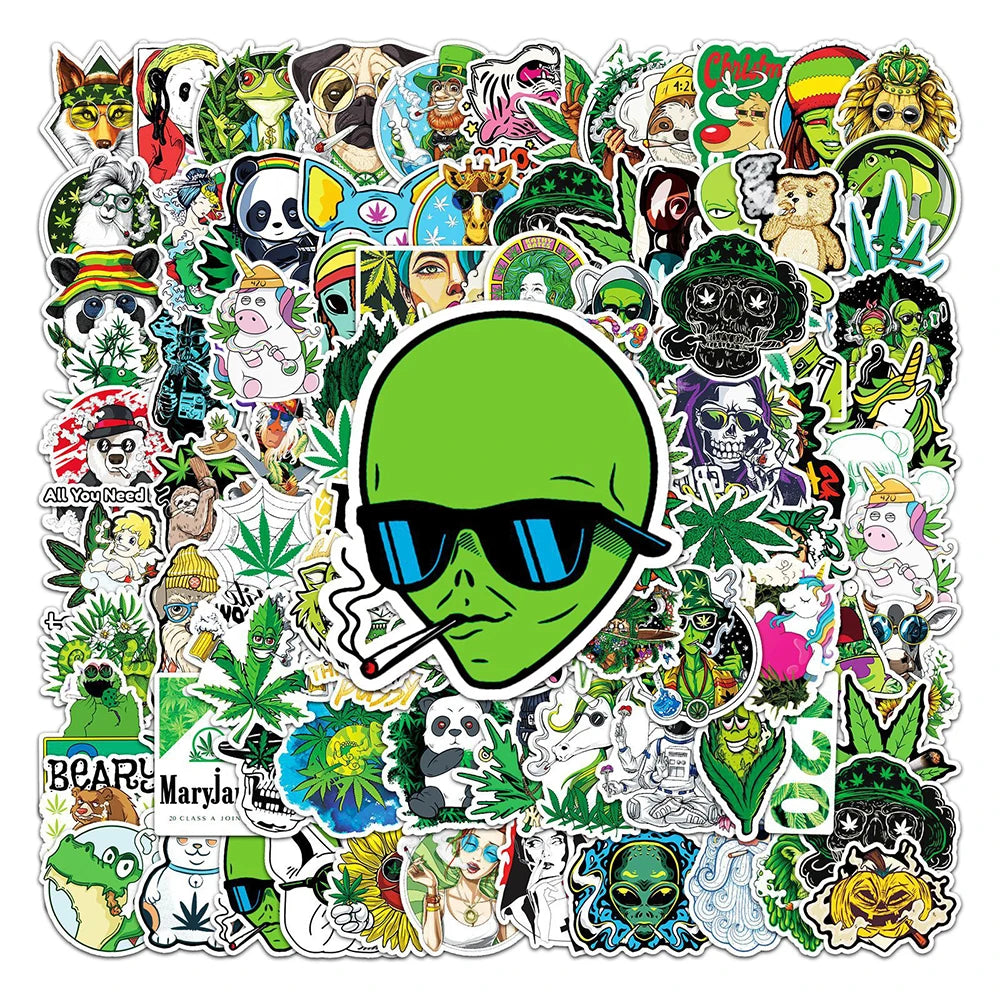 10/30/50/100pcs Leef Weed Smoking Graffiti Stickers Classic Cool Cartoon Decals Laptop Phone Guitar Bike Funny Character Sticker