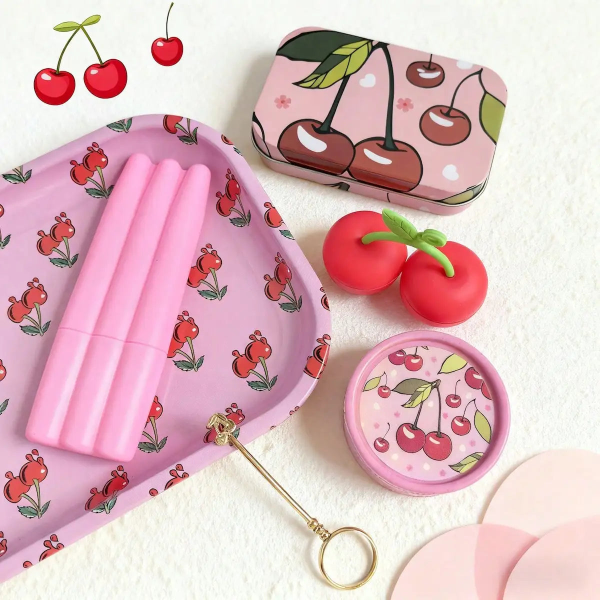 6pcs Rolling Tray Set, Includes Cherry Grinder, Rolling Tray, Storage Box, Silicone Containers, 3-Tubes, Cigarette Finger Holder